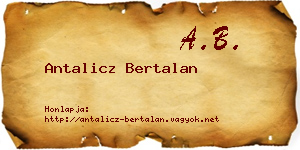 Antalicz Bertalan névjegykártya