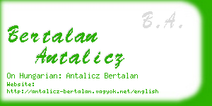 bertalan antalicz business card